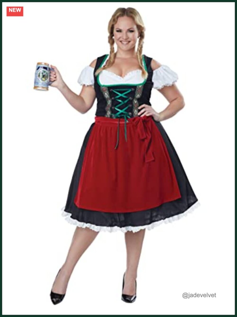 Oktoberfest Fraulein Plus Size Costume Dress with Attached Corset